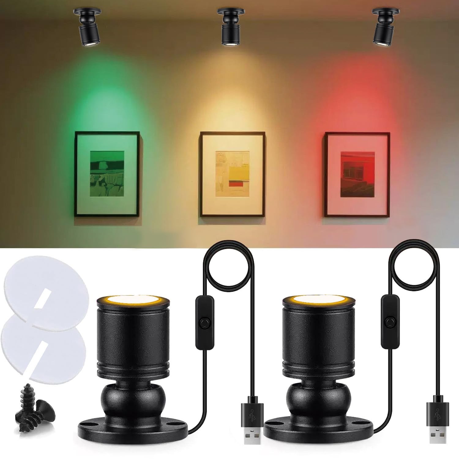 USB Powered Mini Spotlights for Displays 2-Pack – 5V Small LED Spot Lights