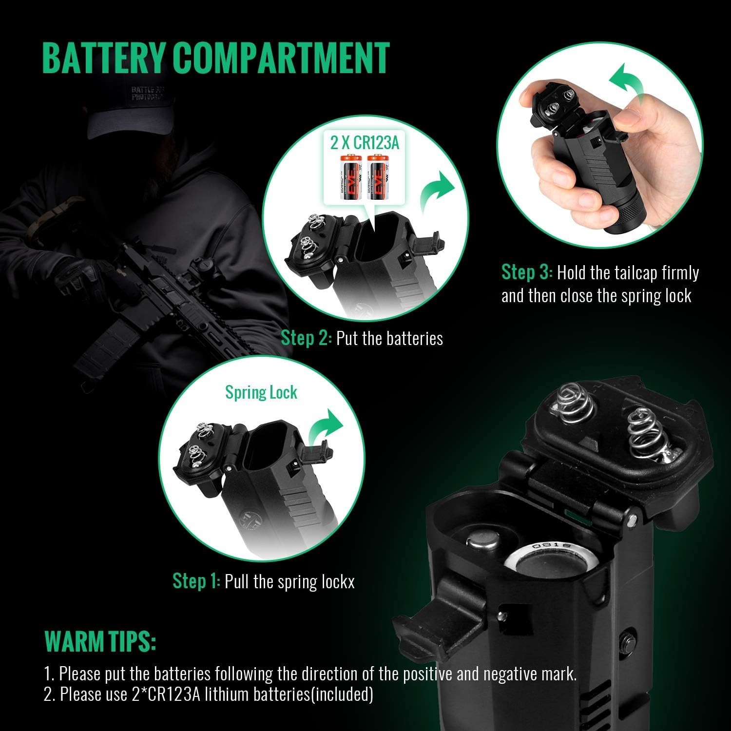 GMCONN Aluminum Green Laser Sight & Flashlight 500 Lumens for Picatinny Rail