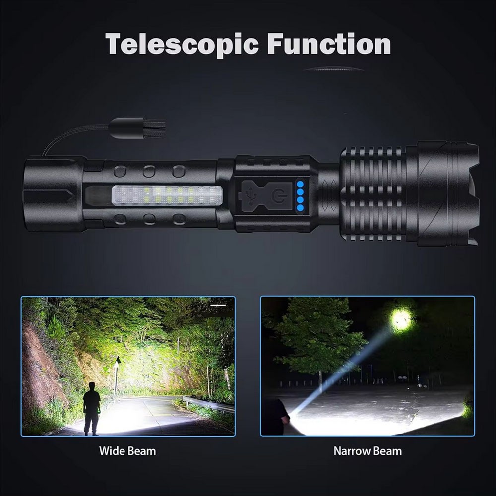 5000000LM LED Flashlight Tactical Light Super Bright Torch USB Rechargeable Lamp