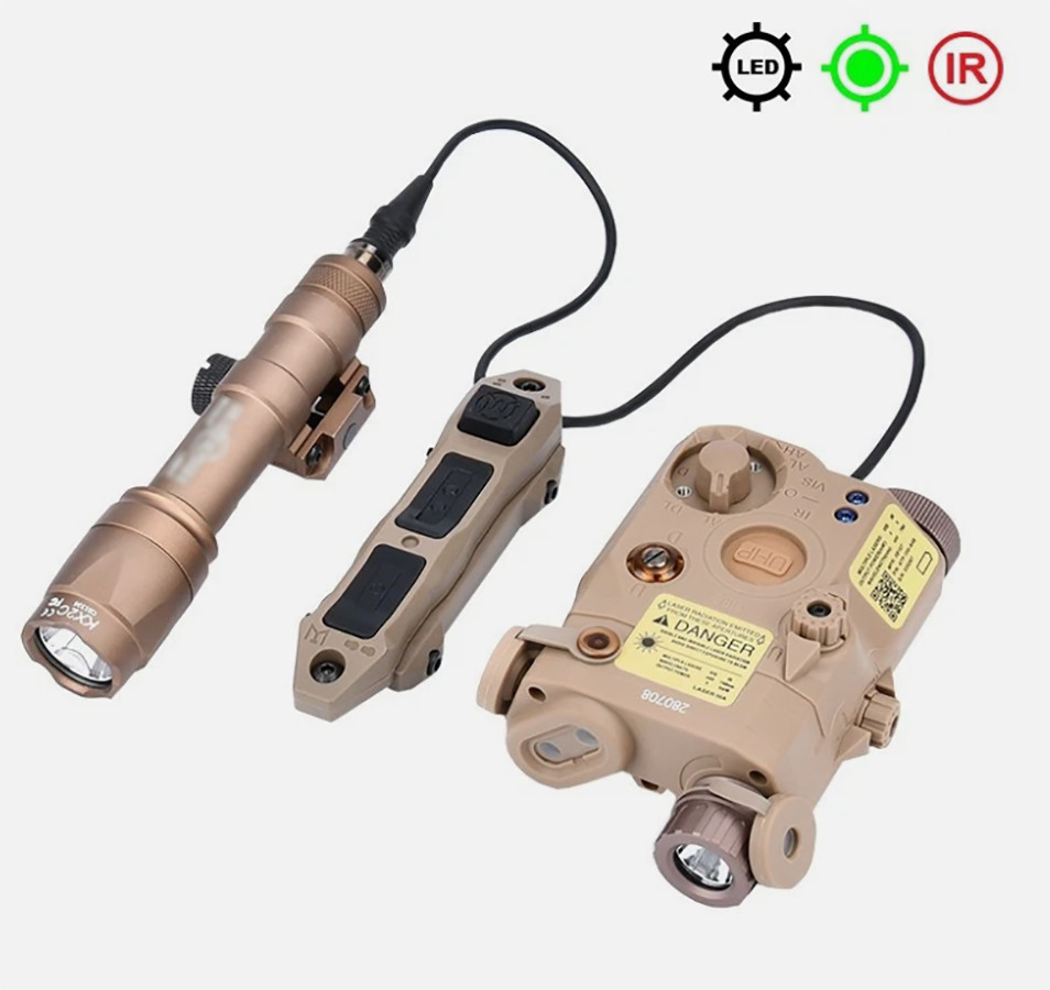 Tactical PEQ-15 Laser Sight IR Light Huntin M600 Flashlight Switch 20mm Rail Set