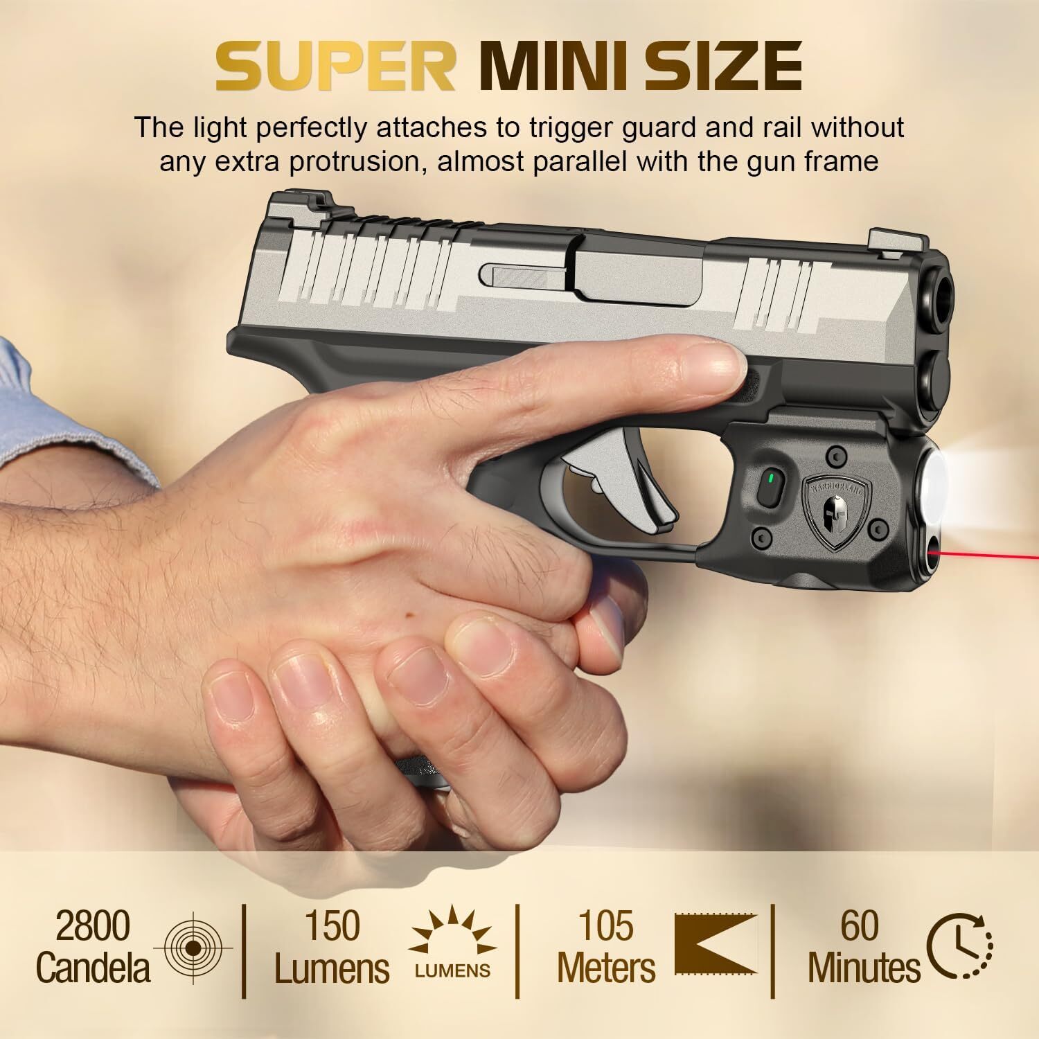 150-Lumen Pistol Light Laser & Holster Fit Springfield Hellcat 3″ Micro-Compact