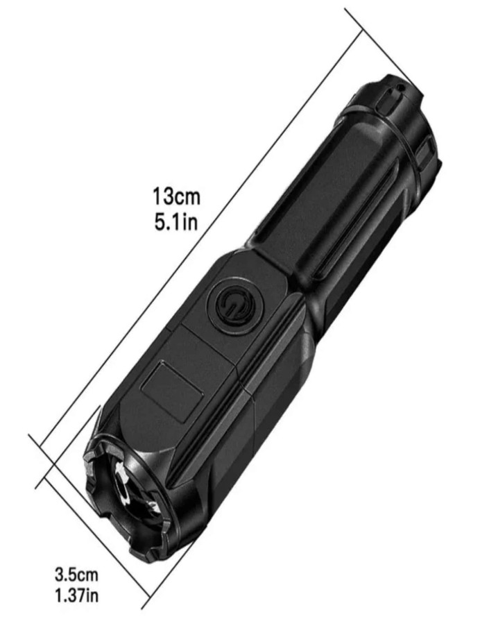 1 Powerful LIGHT EMITTING DIODE Flashlight Rechargeable USB Waterproof Torch – N