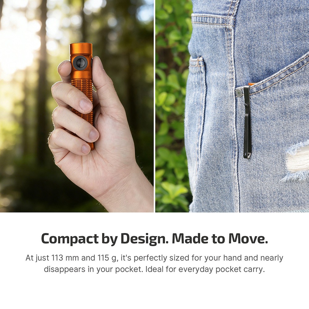 Olight Baton 4 Pro Orange CW Dual Switch Compact Flashlight, 1600 Lumens, 200M