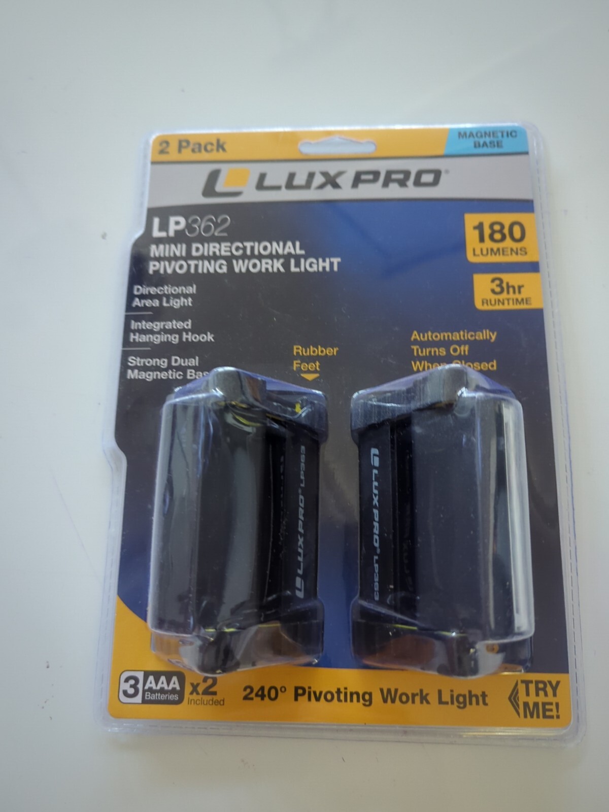 LUXPRO 2 Pack 180 Lumen Broadbeam LED Mini Triangle Area Light – NEW LP362