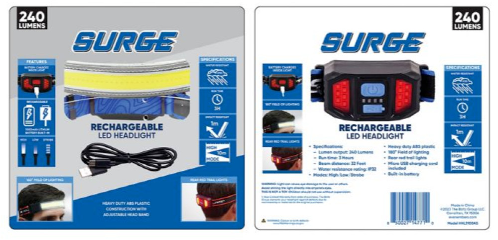 Surge 240 Lumen Rechargeable LED Headlamp, Water Resistant Adjustable HHL3100AS