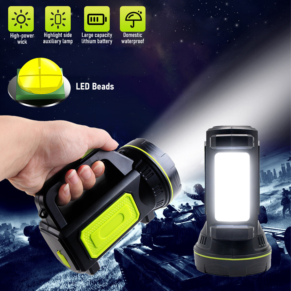 Super Bright LED Searchlight Portable Rechargeable Spotlight Handheld Flashlight