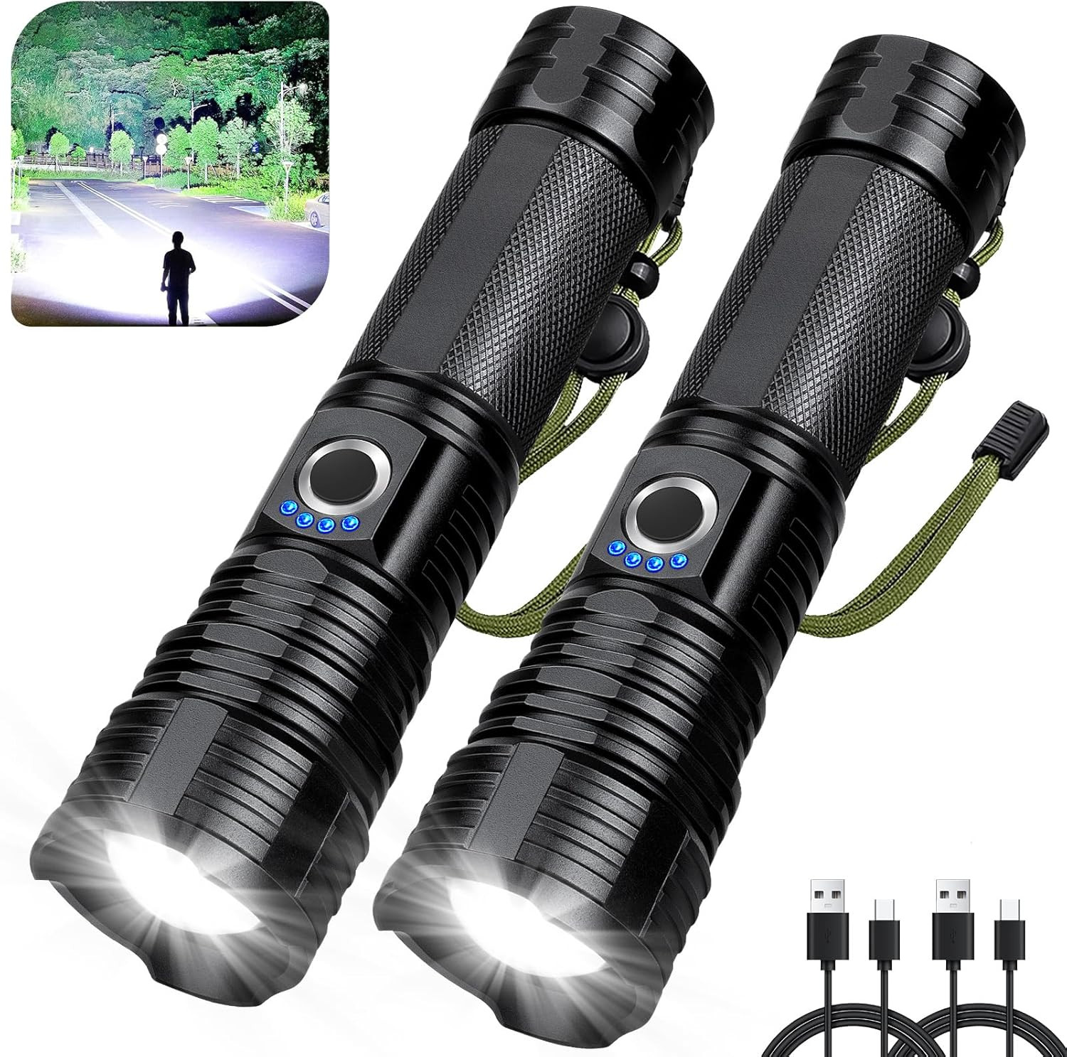 Rechargeable Flashlights High Lumens, 2Pack 99000 Lumen Super Bright LED Flashli