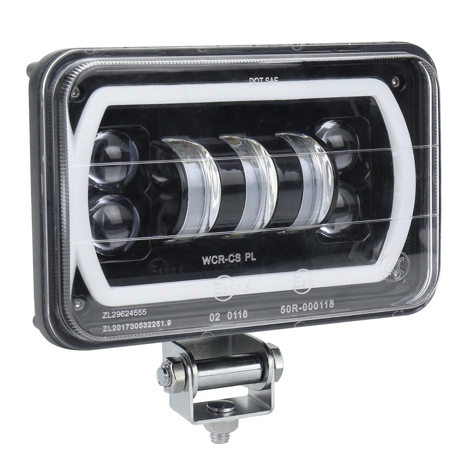 4×6” LED Headlight with Mounting Bracket Hi/Lo Beam White&Amber Halo Off Roa…