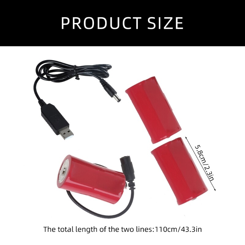 USB 5V2A Power Supply Adapter Cable Wire Cord to Replace for 3pcs 1.5V LR20 D