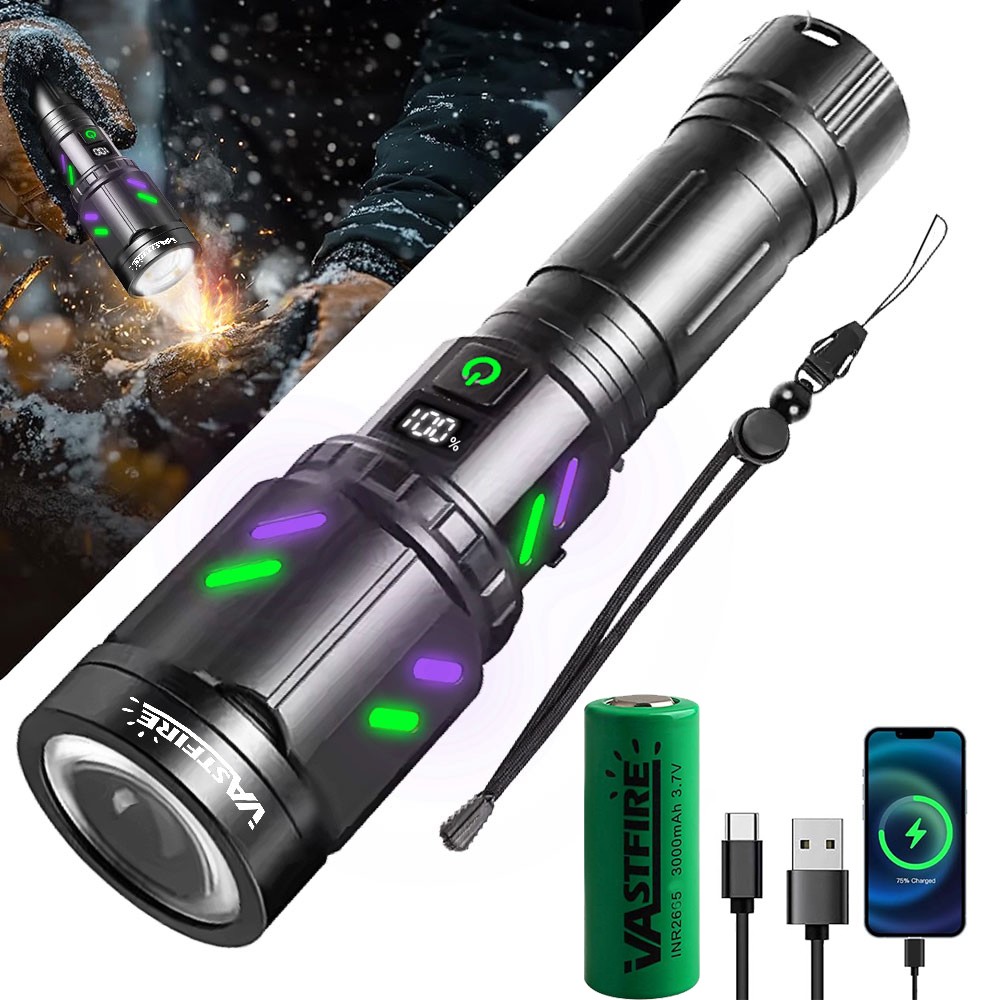 Powerful White Laser LEP Flashlight Torch Zoom USB Rechargeable Burning Light US