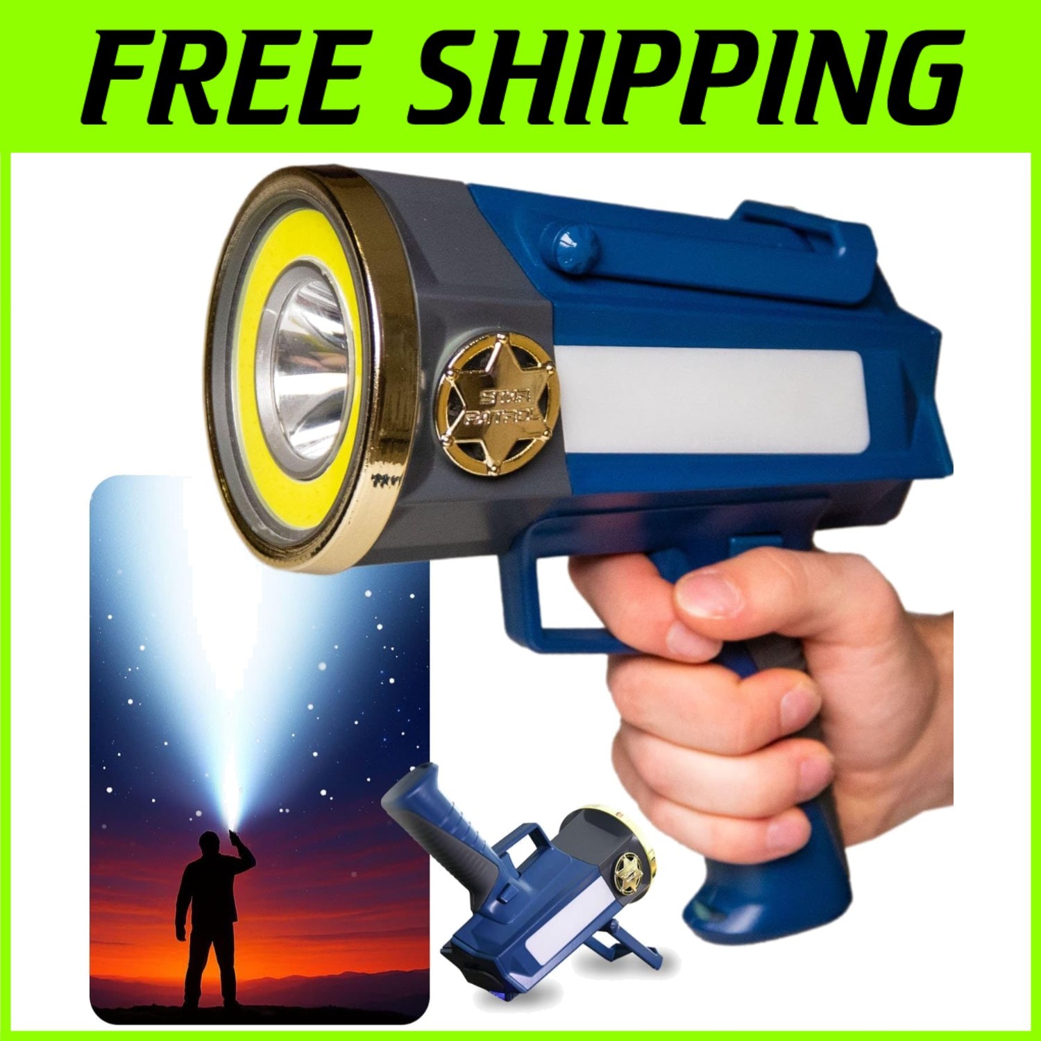 AS-SEEN-ON-TV Mega-Bright Tactical Spotlight – 10 Modes, Built-in Phone Charger/