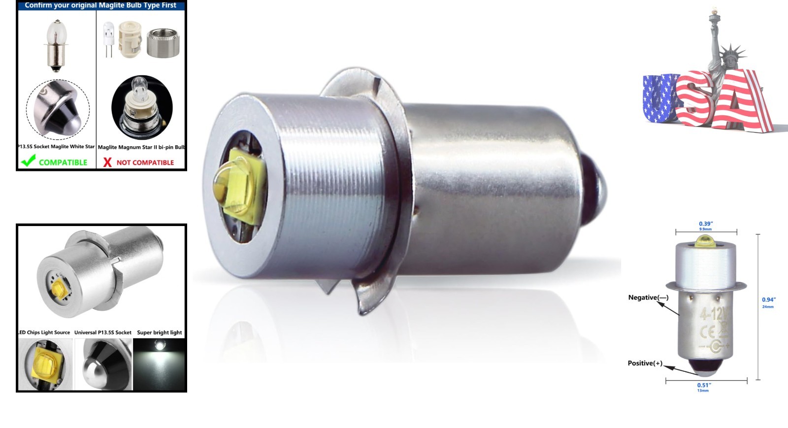 Efficient 3W LED Bulb for 3-6 Cell MagLite Flashlights – Easy Installation