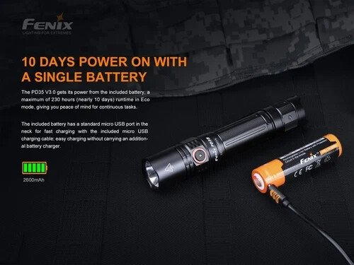 Fenix PD35 v3.0 1700 Lumen Flashlight with USB Rechargeable Battery