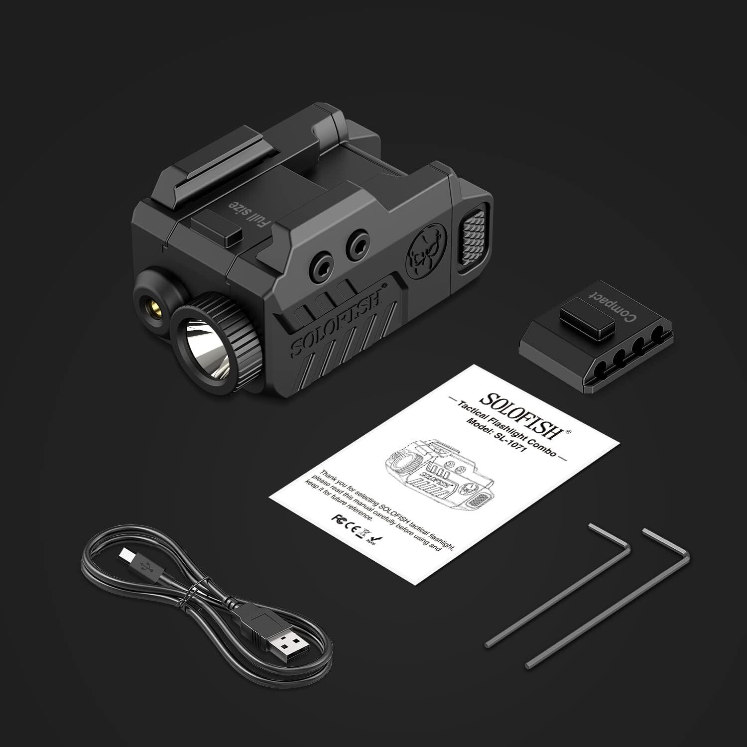 SOLOFISH 500 Lumens Flashlight & Red Laser Sight for Pistol Hand Guns Picatinny