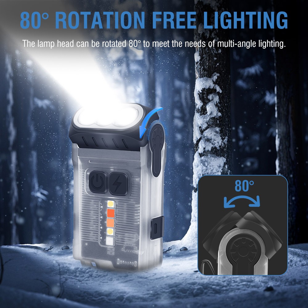 V15 EDC Flashlight 1200LM LED Keychain Work Light Magnet Type-C Pocket Lantern