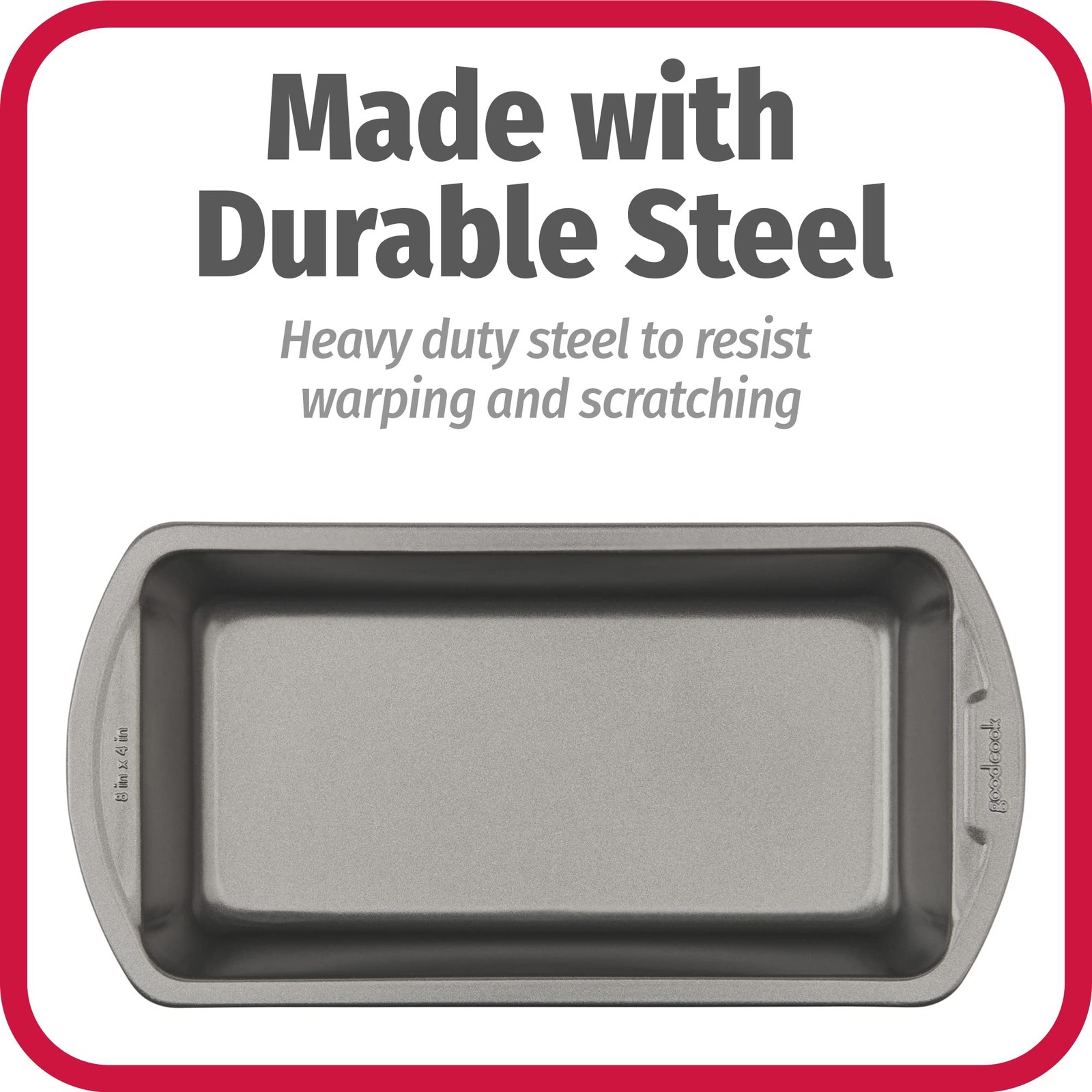 GoodCook Nonstick Loaf Pan 8 x 4-Inch Heavy-Duty 8 x (Set of 2), Gray