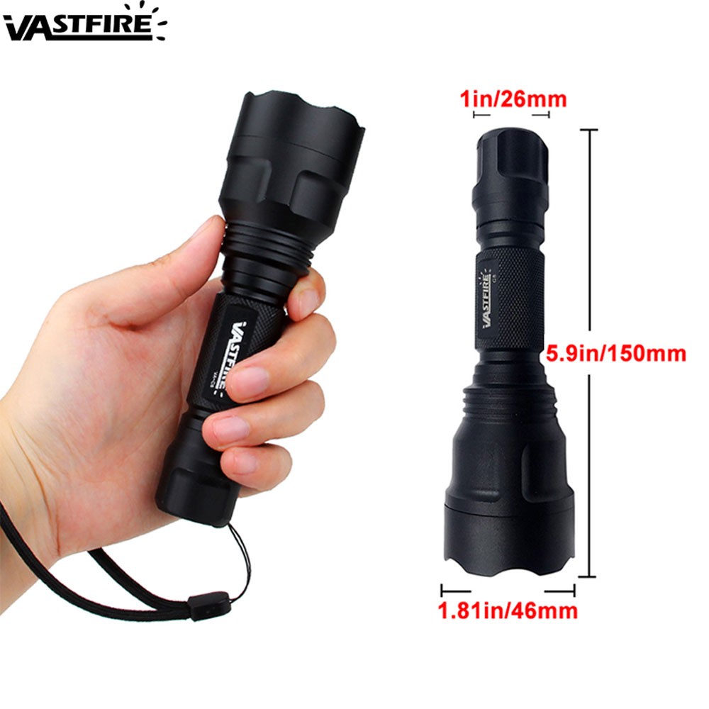1000LM LED Flashlight White Light Hunting Night Lamp Rechargeable Torch+Switch