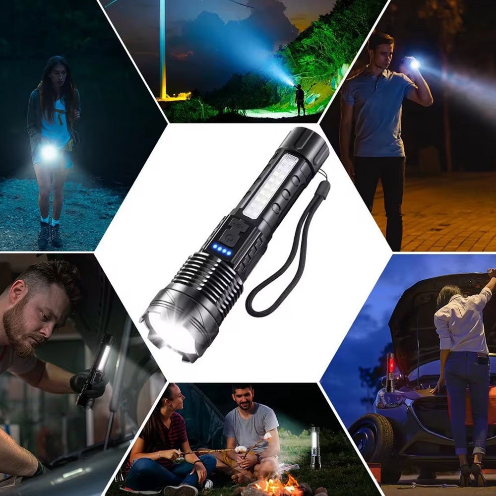 5000000LM LED Flashlight Tactical Light Super Bright Torch USB Rechargeable Lamp