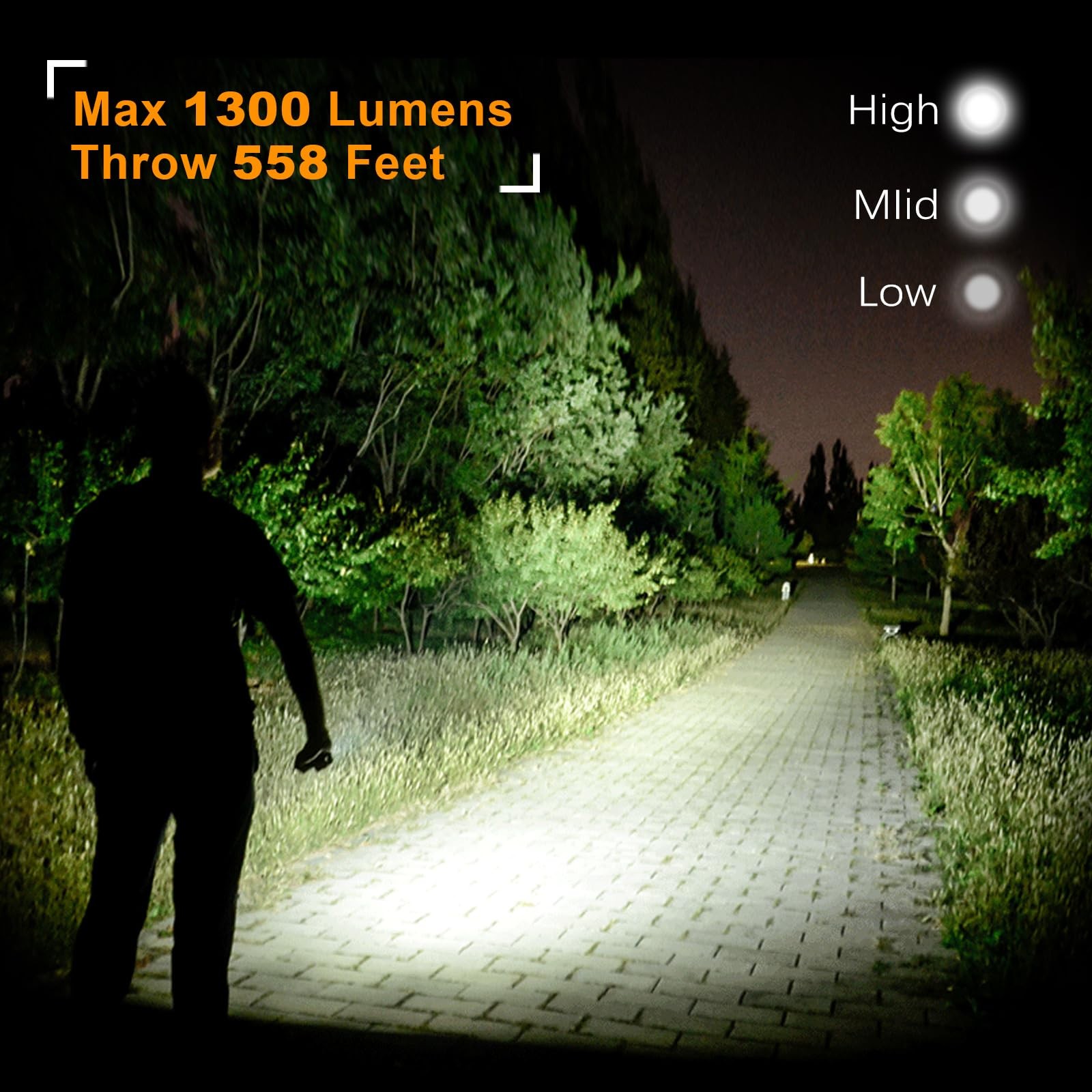 VTIGER Mini EDC Flashlight, 1300 Lumen AA Rechargeable LED Pocket Light