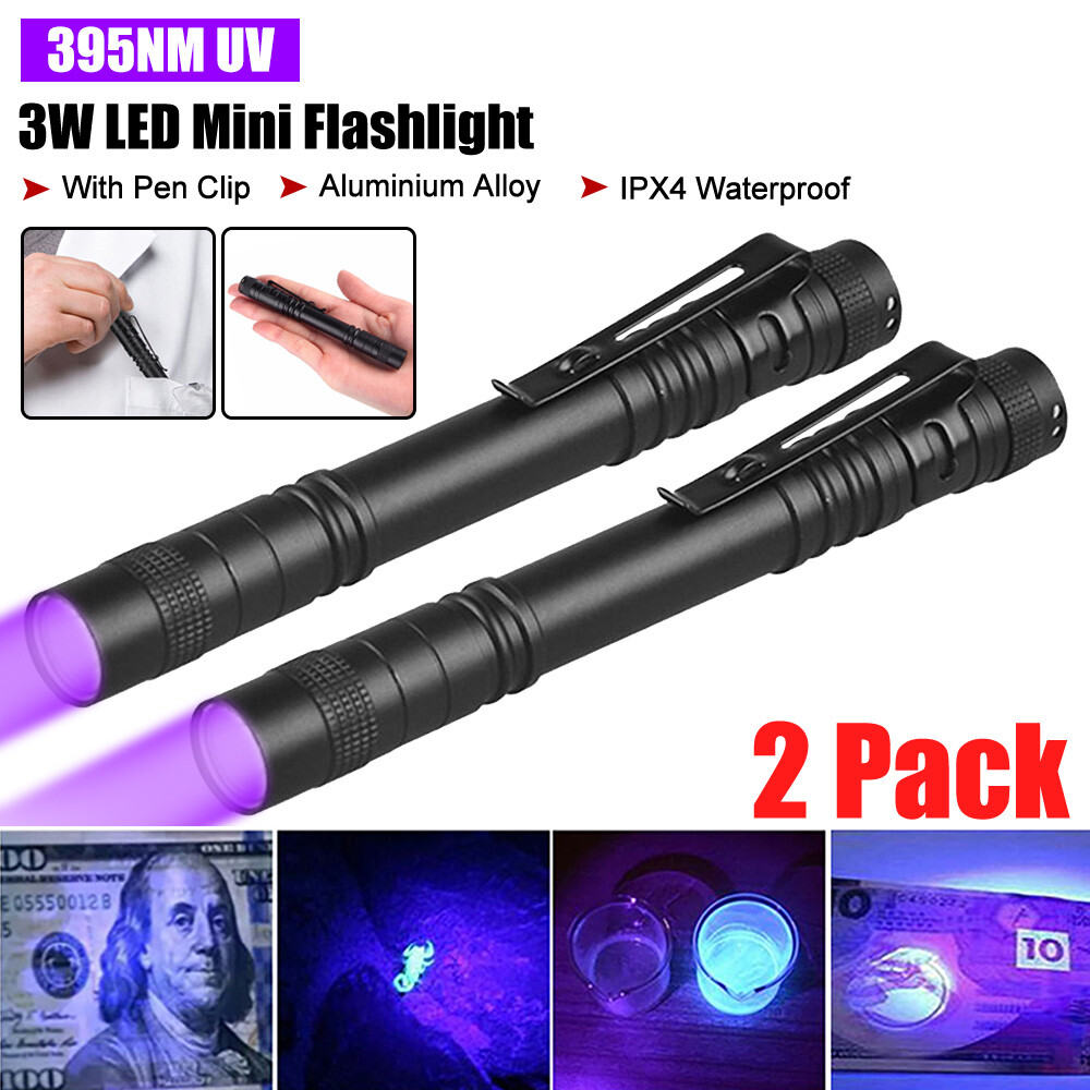 1-5X UV Flashlight Light Penlight 395nm Black Light Portable Ultra Violet Pocket