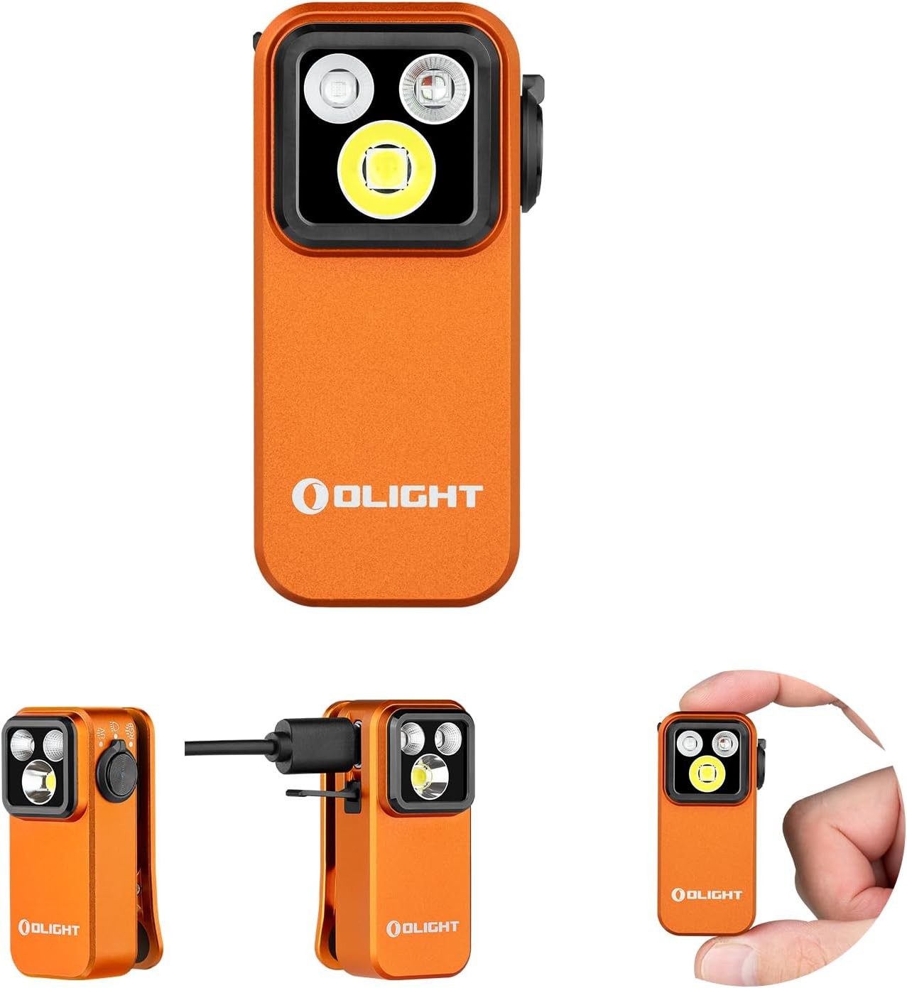 Olight Oclip Pro S Multifunctional EDC Clip Light, 600Lm White, UV, RGB (Orange)