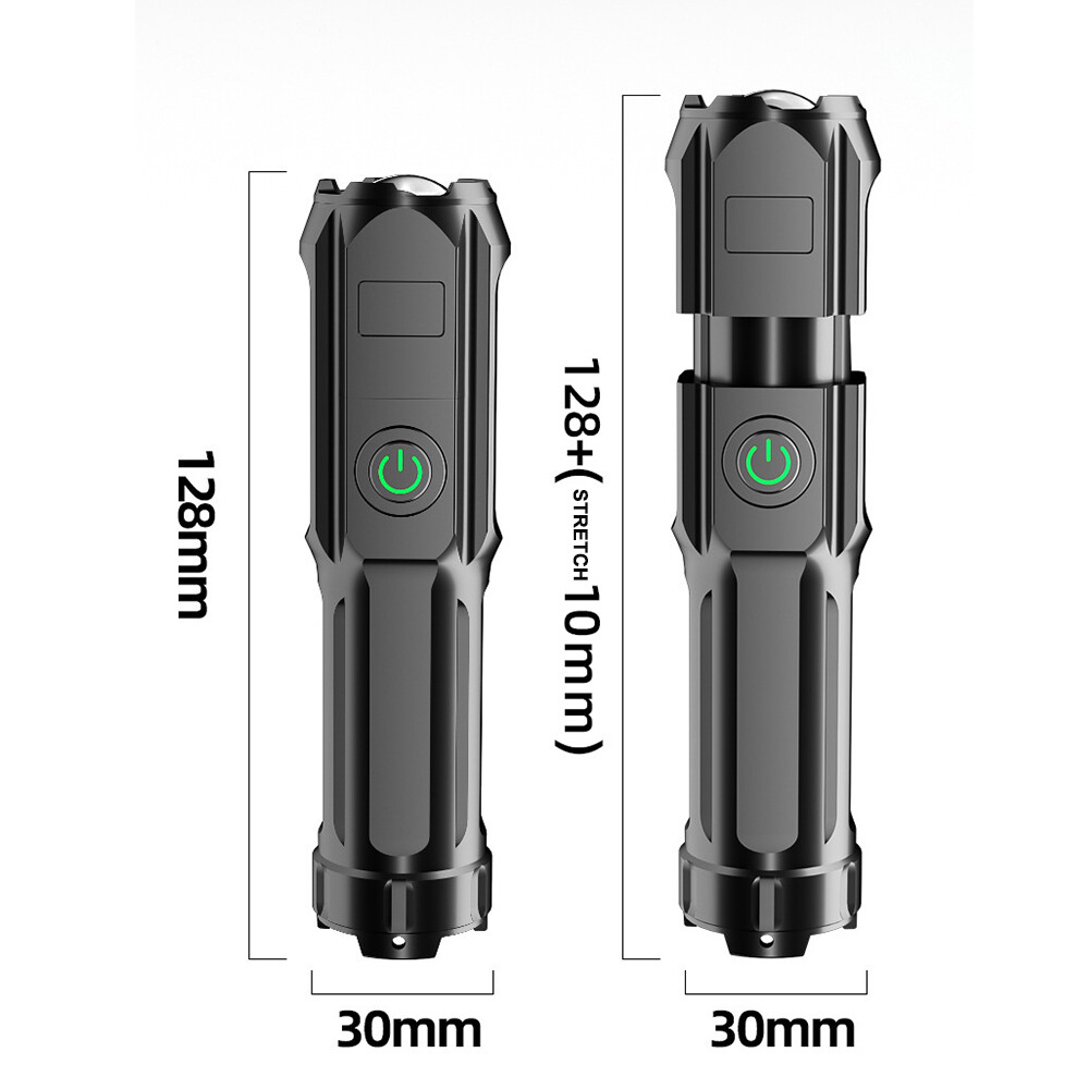 100000LM Powerful LED Flashlight USB Rechargeable Outdoor Tactical Zoomable Lamp