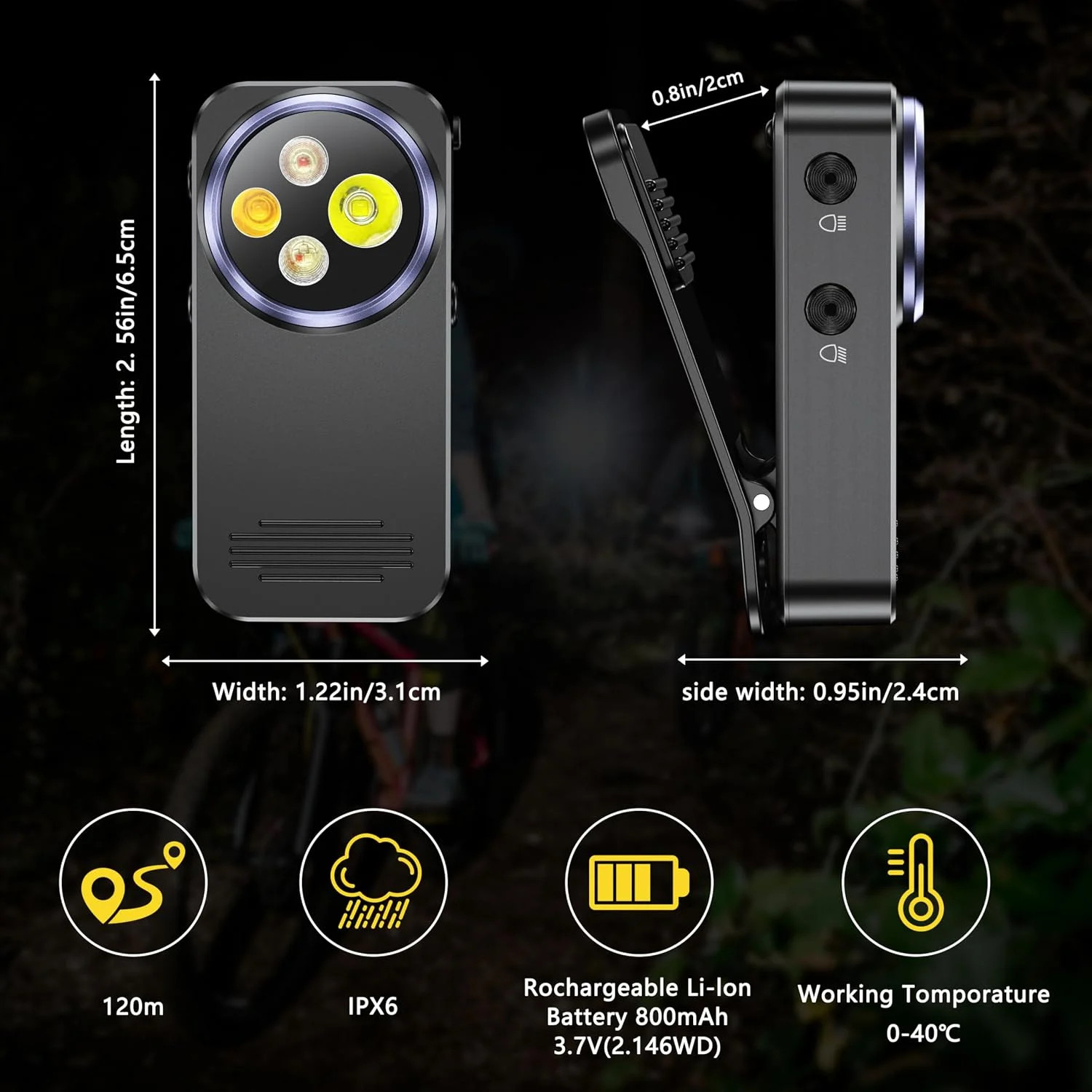 EDC Flashlight Clip-on Flashlight,600 Lumens with Four Lighting Rechargeable Min