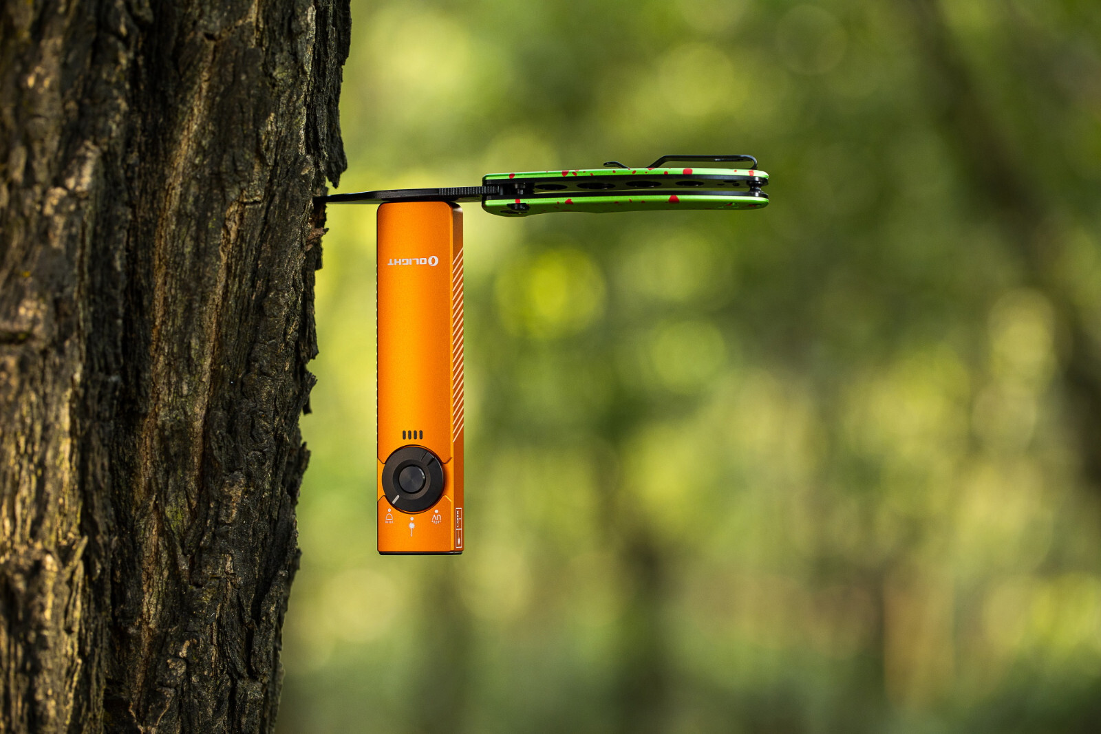 Olight Arkfeld Pro Orange CW Flat Flashlight, LED Light, UV & Green Beam, 1300 L