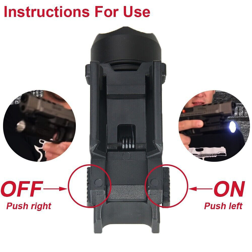 Tactical LED Flashlight Handgun/Rifle Torch Light For 20mm Picatinny Rail Mount