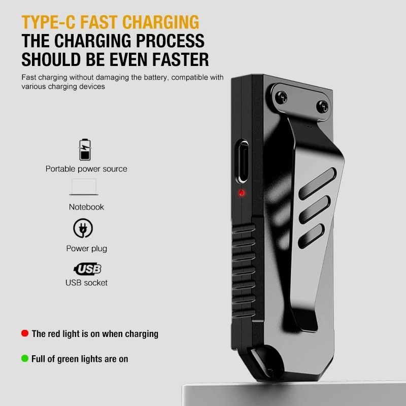 Powerful Mini LED Keychain Flashlight USB Rechargeable Waterproof EDC SOS Light