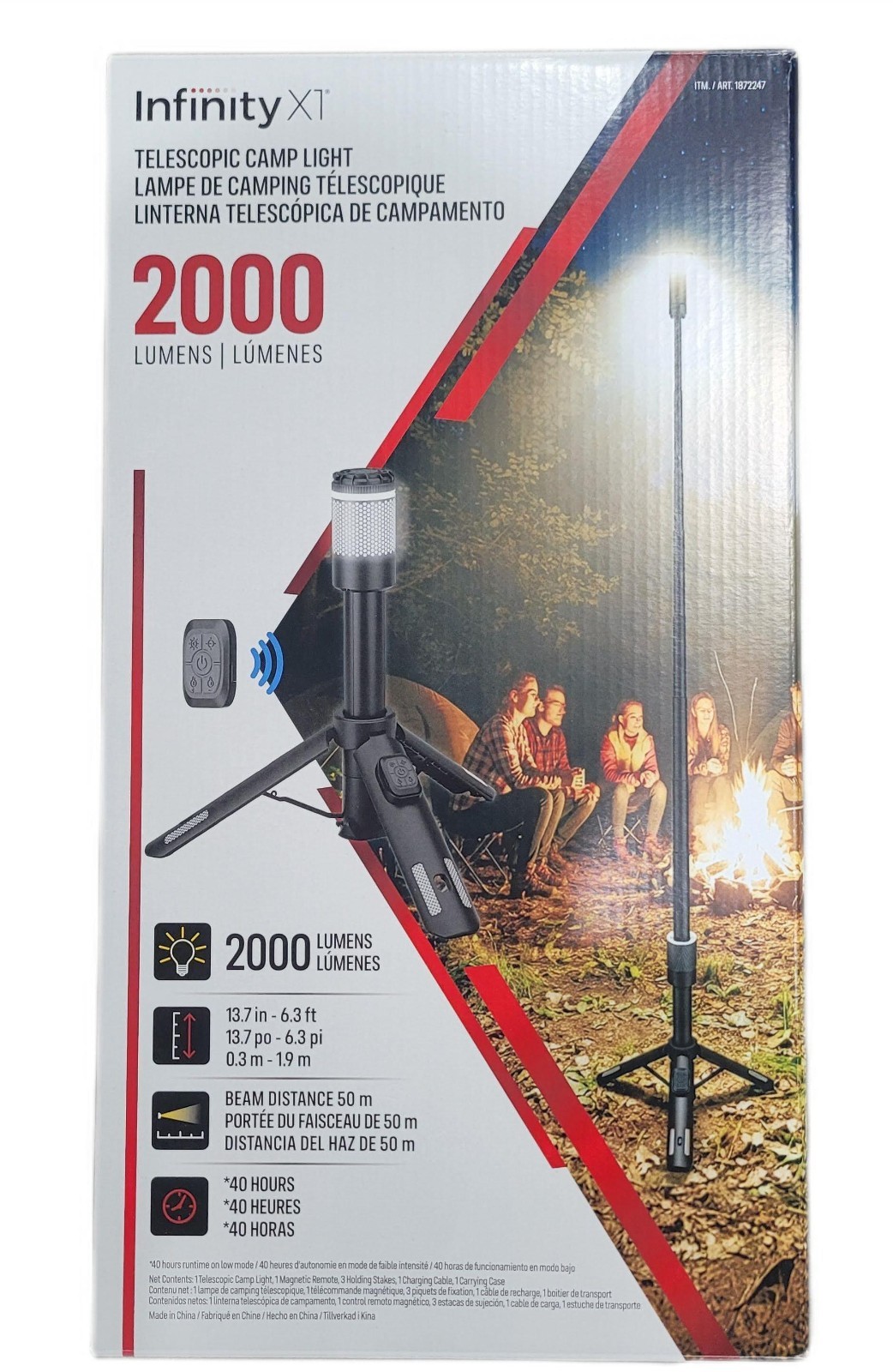 Infinity X1 2000 Lumen Telescopic Camp Light – Telescoping Tripod Camp Light