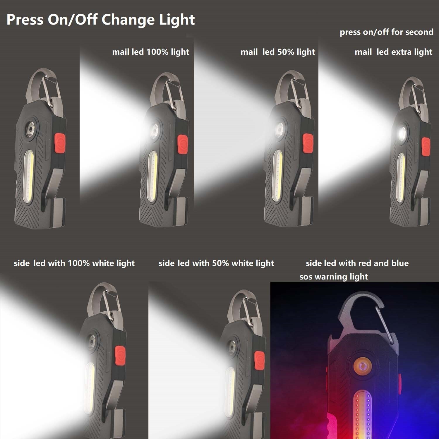 Multifunctional Flashlight 7 In 1 Keychain Led Light Screwdriver Whistle