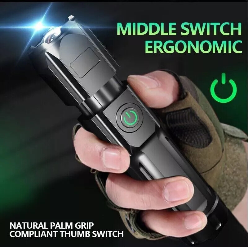 Rechargeable 990000LM LED Flashlight Tactical Police Super Bright Torch Zoomable