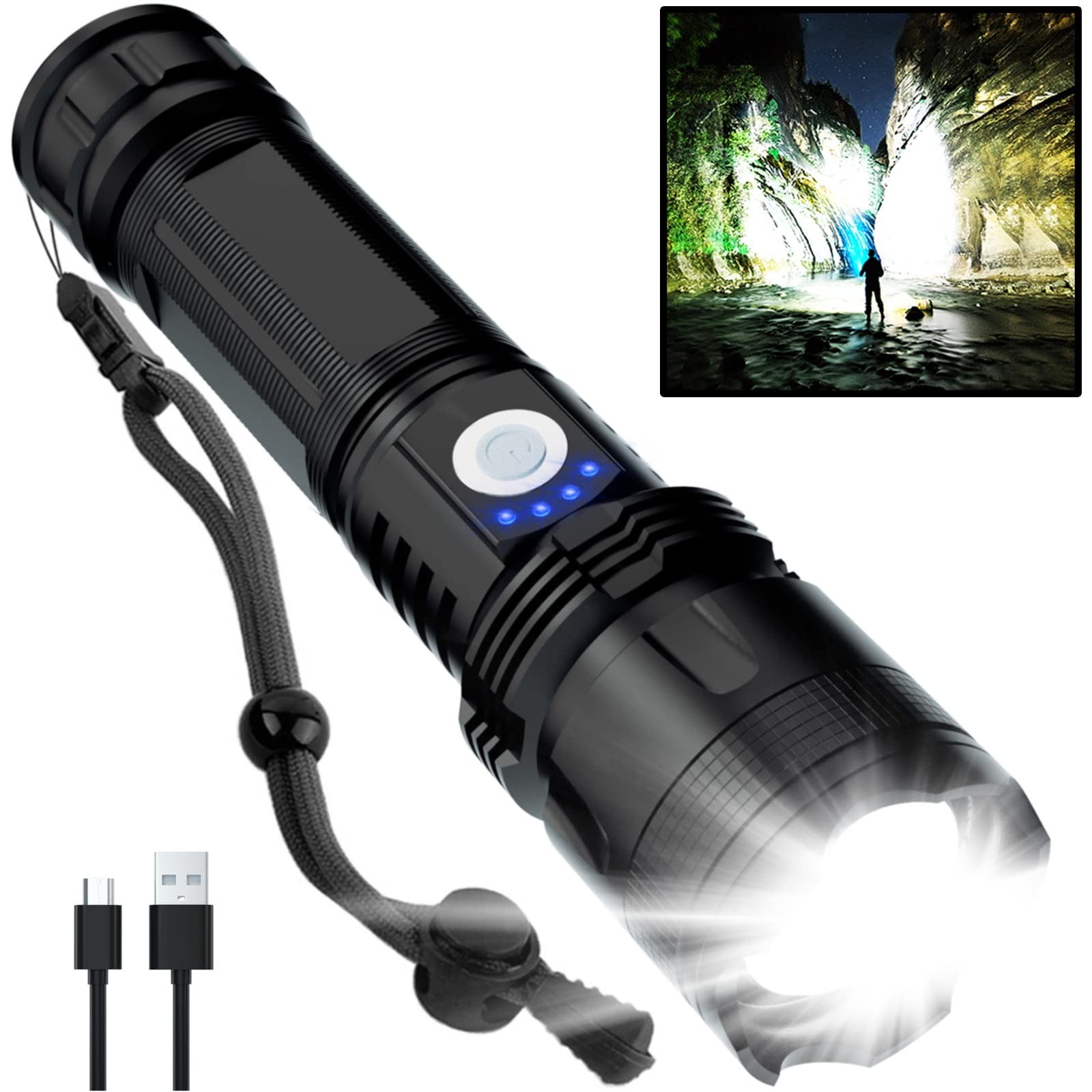 Rechargeable Flashlights High Lumens, 90000 Lumens Super Bright LED Flash Lig…