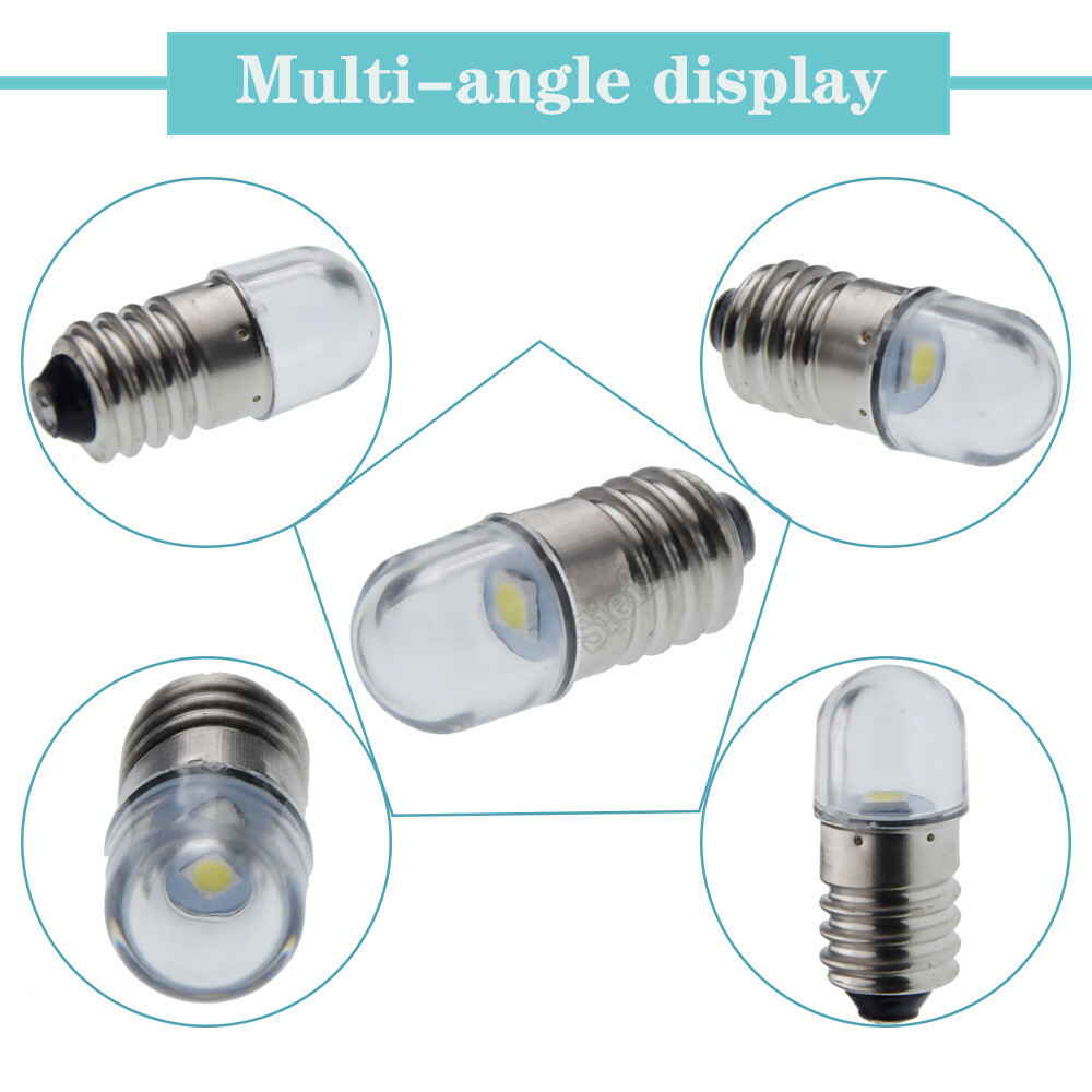Warm/White E10 LED Bulb Lamp Screw Miniature 3V 4.5V 6V 12V AC Replacement Lamp