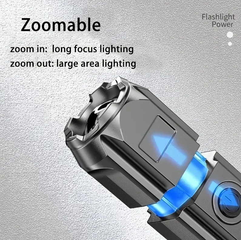 1 PC Portable Rechargeable Flashlight – Strong Light Torch for Household Use NEW