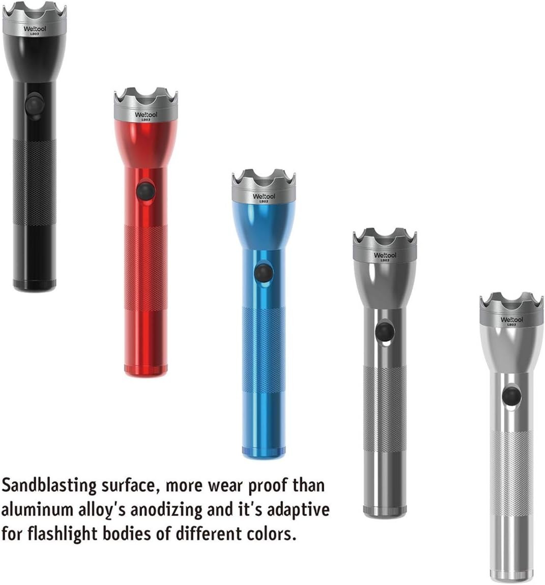 Weltool Flashlight Strike Bezel – 304 Stainless Steel for Maglite C or D Cell…