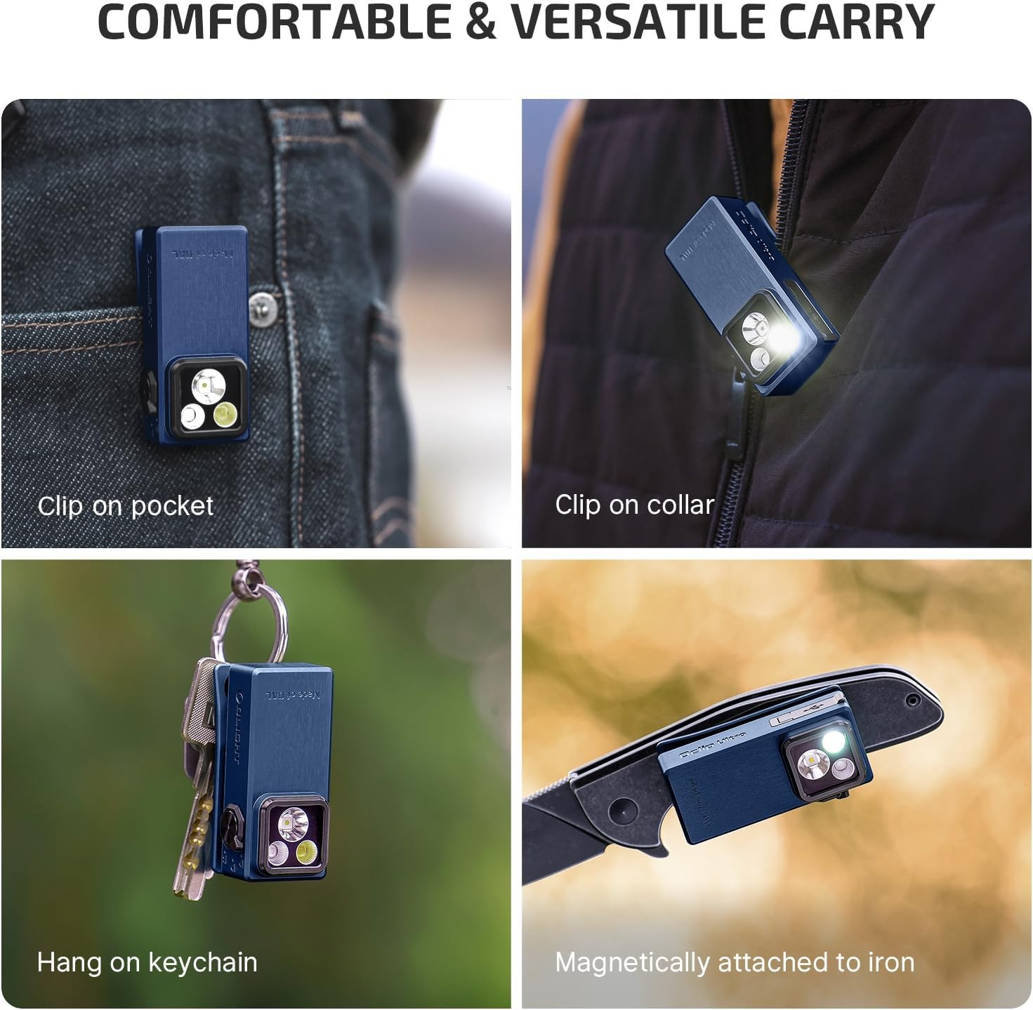 Olight Oclip Ultra 530 Lumen USB-C Rechargeable Clip On Flashlight – Navy Blue