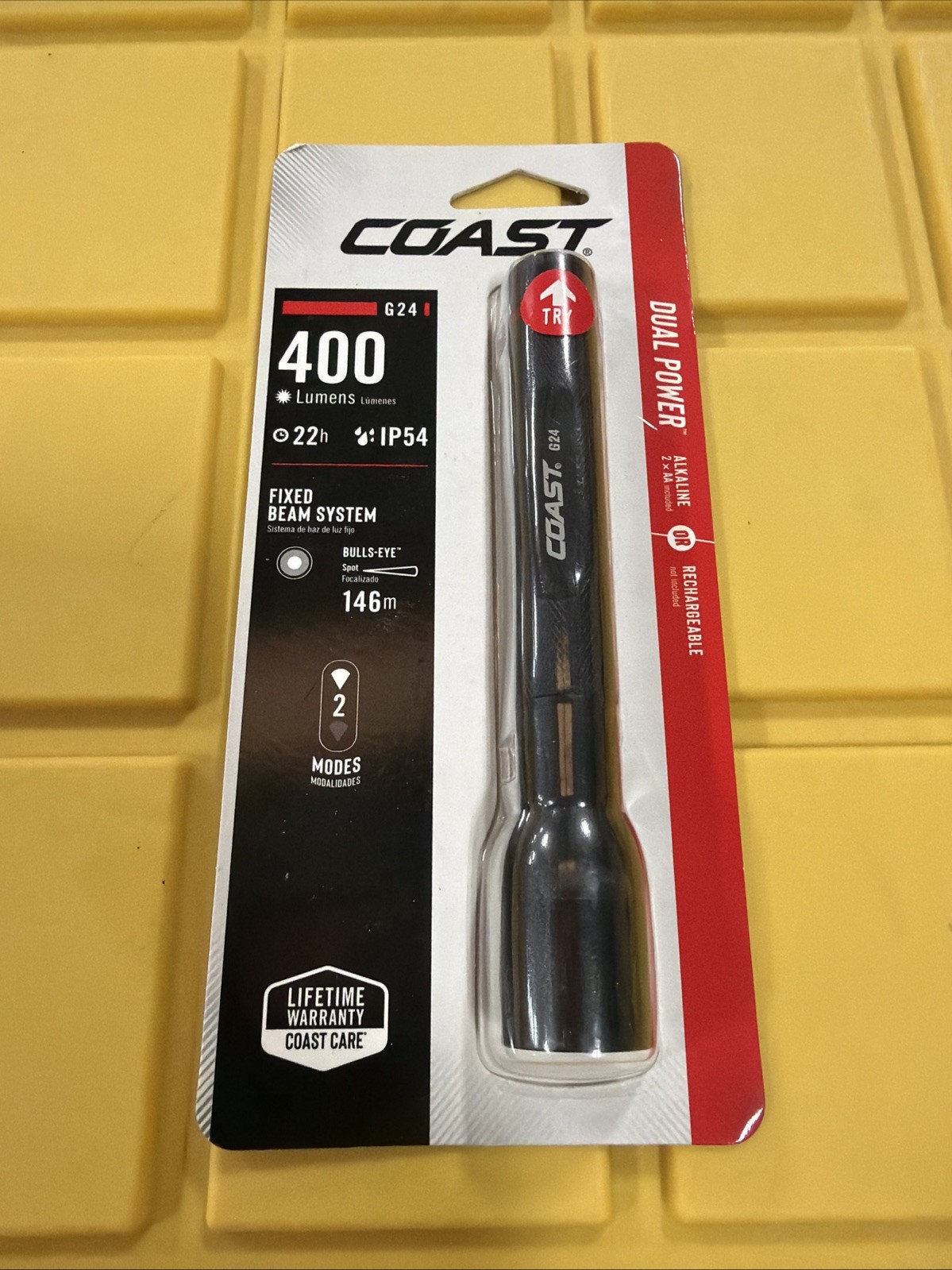Coast G24 400 Lumens Flashlight NEW Dual Power Ip54 22hr