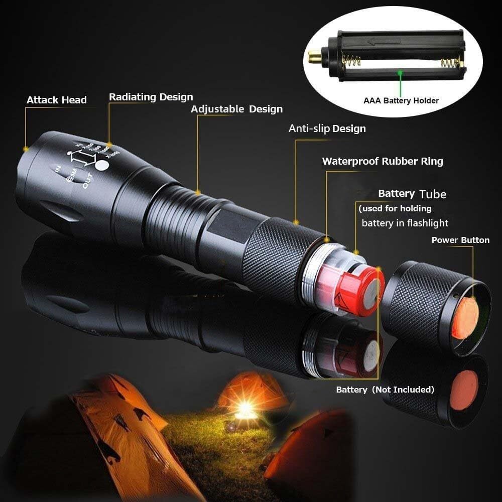 2 Pack Tactical Flashlights Torch, Military Grade 5 Modes 3000 High Lumens Led