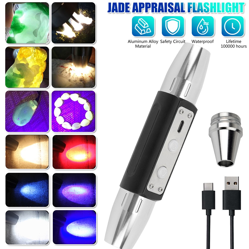 Professional Gemstone Identification Light 6 in1 LED Flashlight Gemologist Tool