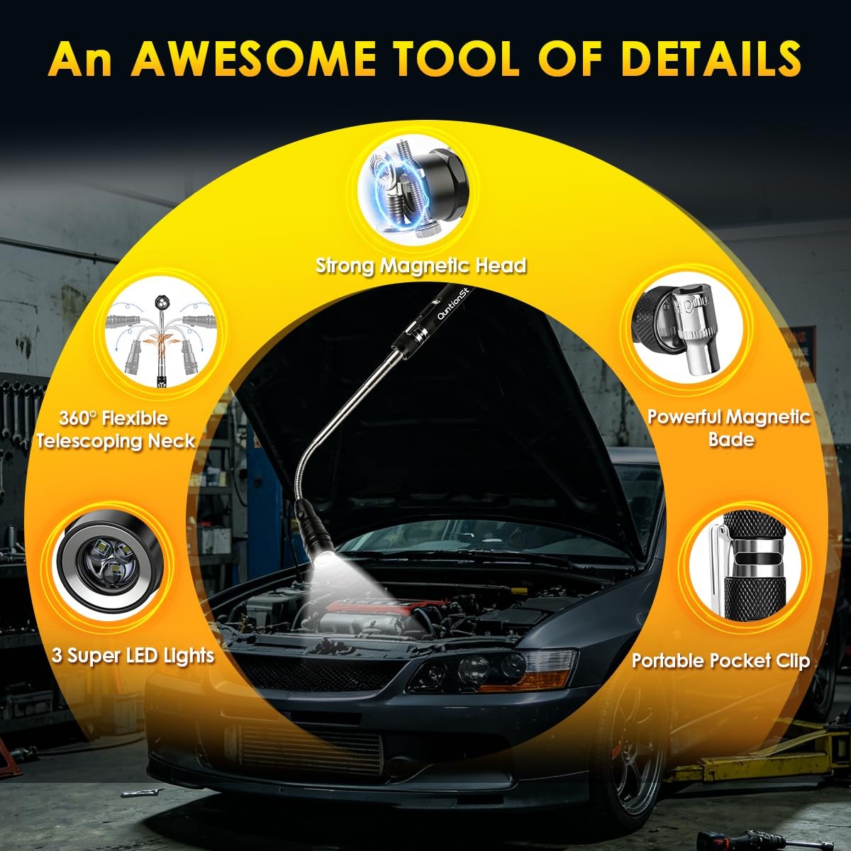 Gifts for Men, Magnetic Pickup Tool with LED Flashlight -Telescoping Magnetic…