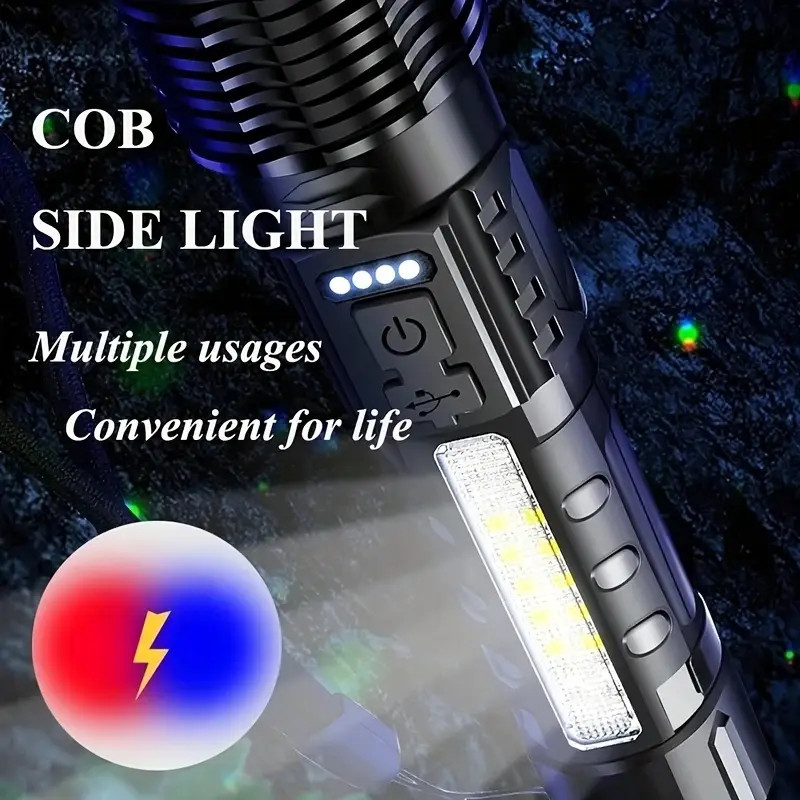 5000000LM LED Flashlight Tactical Light Super Bright Torch USB Rechargeable Lamp