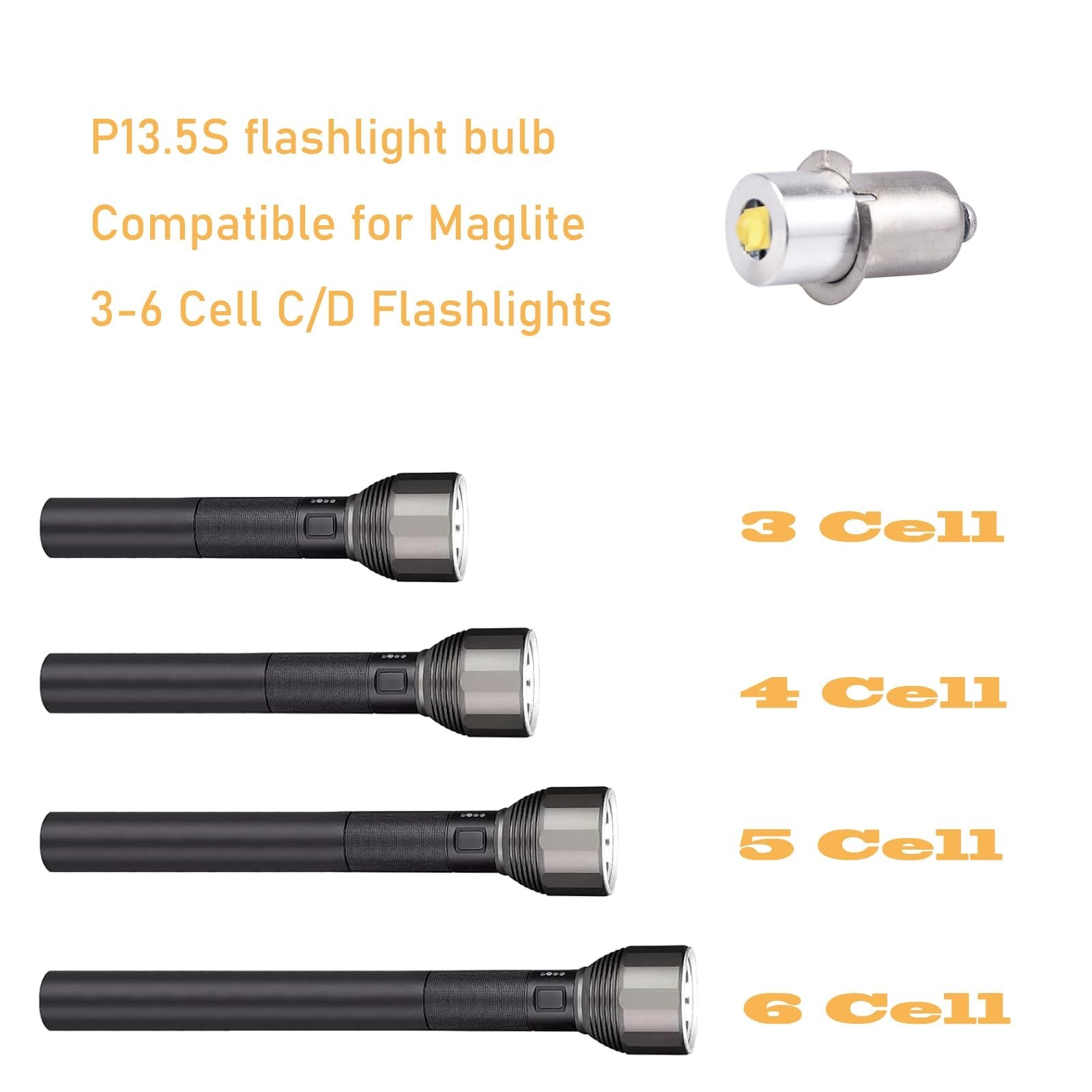 P13.5S LED Flashlight Bulb 3W DC 3-12V LED Conversion Kit for Compatible with…