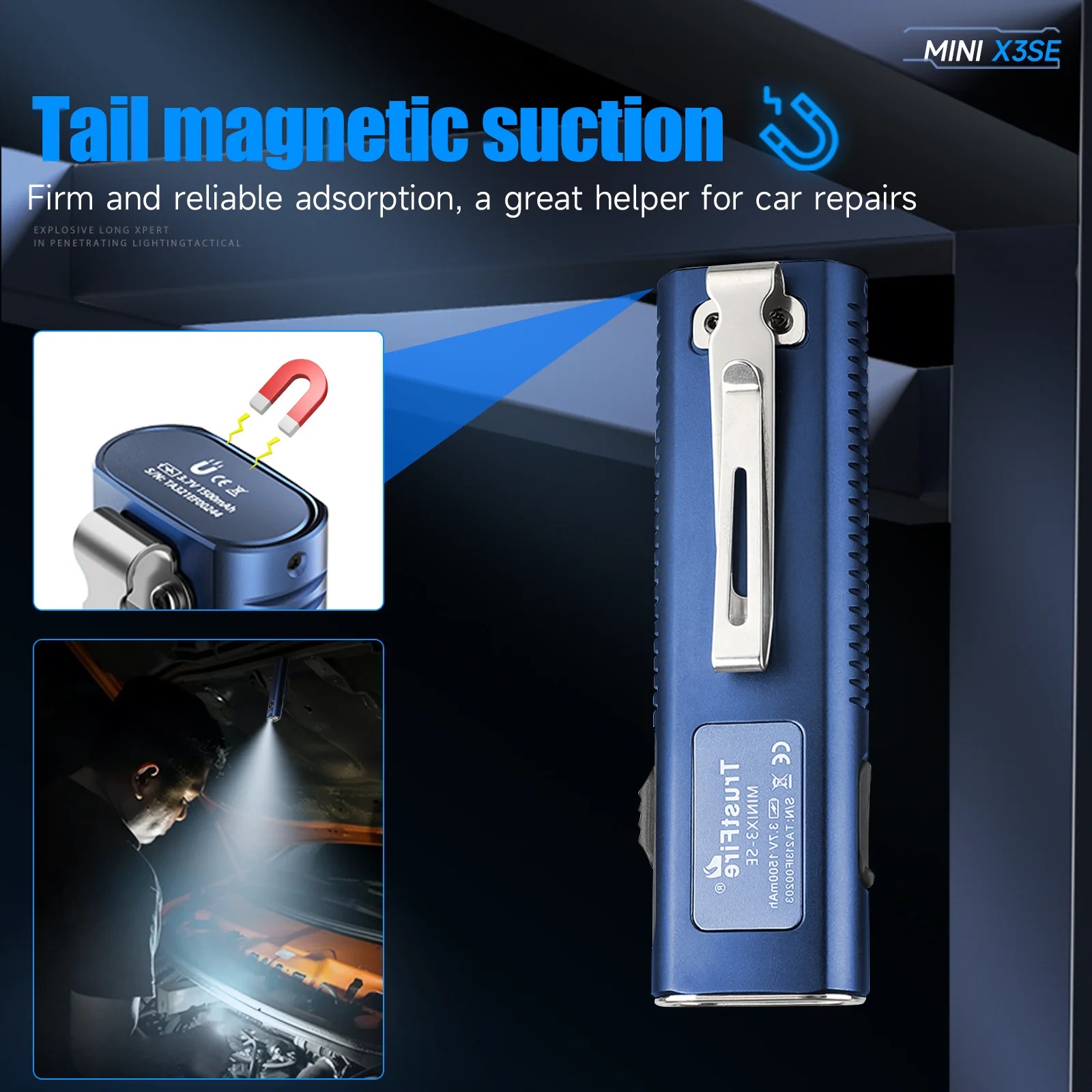TrustFire X3-SE EDC Rechargeable Flashlight Magnet Torch UV Light , Red Laser US