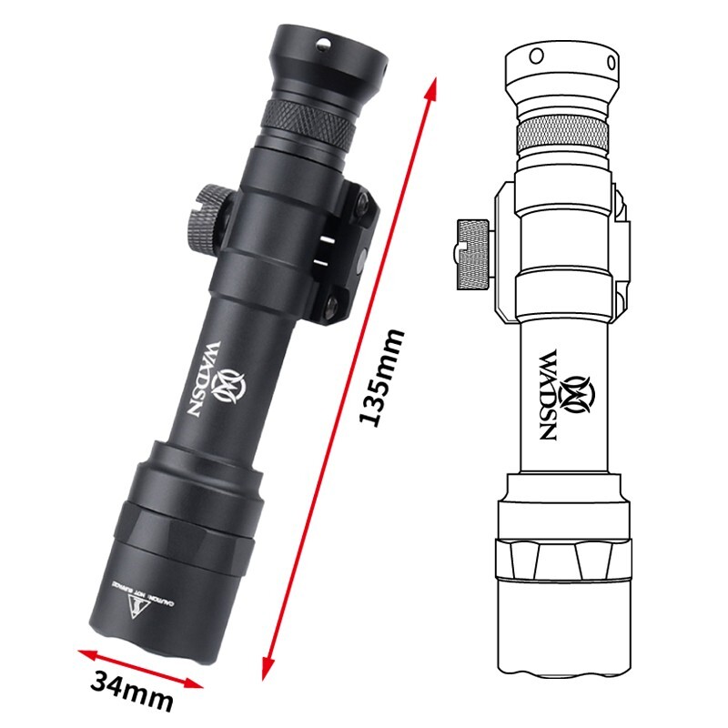 WADSN M600U Hunting Flashlight 600LM Metal LED Tactical Weapon Light SF Scout