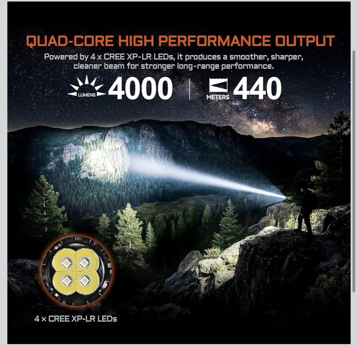 Acebeam E75 Quad-Core High-performance Rechargeable Flashlight High CRI 5000K