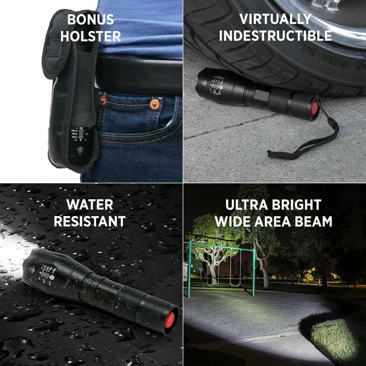 Super Bright Tactical Military LED Flashlight flash light 2000 Lumen 10000 LUX!