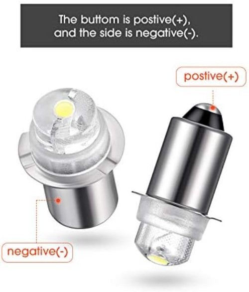 2Pcs 3V P13.5S LED Flashlight Bulb Replacement 30 Lumen for AA C D Cell Flash…