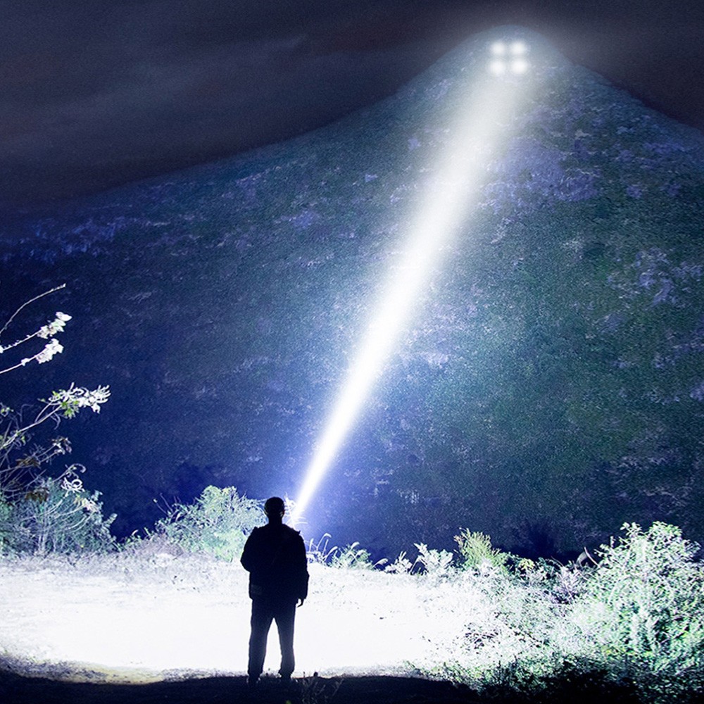 5000 Lumens 4 Core White Laser LED Flashlight USB Rechargeable Zoomable Torch